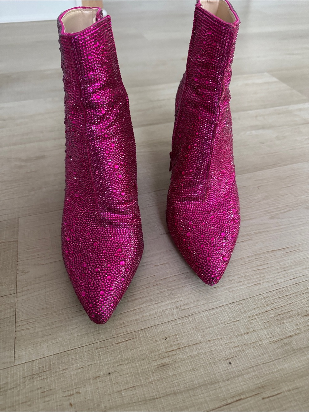 Betsey Johnson Hot Pink Crystal-Embellished Ankle Boots - Picture 2 of 6